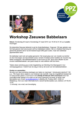 Workshop Zeeuwse Babbelaars - Personeelsvereniging Provincie