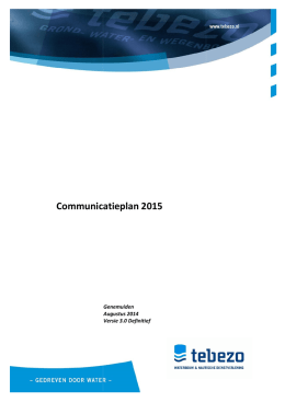 Communicatieplan Communicatieplan 2015