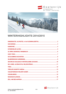 Winterhighlights in de Oostenrijkse skigebieden 2014/2015