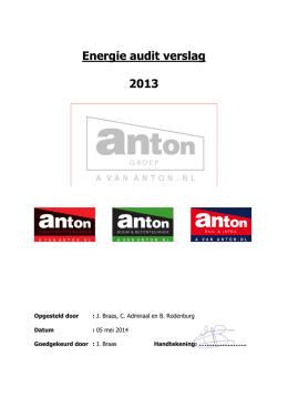 Energie audit verslag 2013 - Anton Constructiewerken Obdam