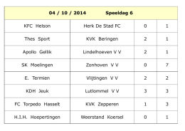 04 / 10 / 2014 Speeldag 6 KFC Helson Herk De Stad FC 0 1 Thes