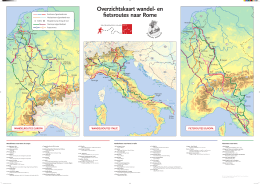 Overzichtskaart wandel- en fietsroutes naar Rome