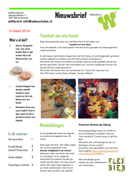 Nieuwsbrief 6 maart 2014 - Willibrordschool IJburg