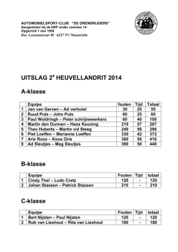 UITSLAG 2 HEUVELLANDRIT 2014 A-klasse B