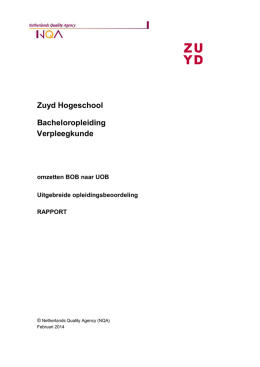 002800 rapport Zuyd hbo-ba Opleiding tot Verpleegkundige