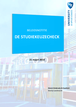 DE STUDIEKEUZECHECK - HZ University of Applied Sciences