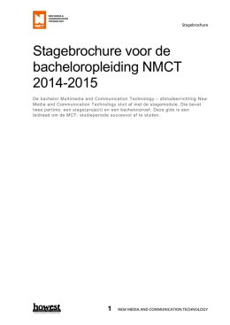 Stagebrochure voor de bacheloropleiding NMCT 2014