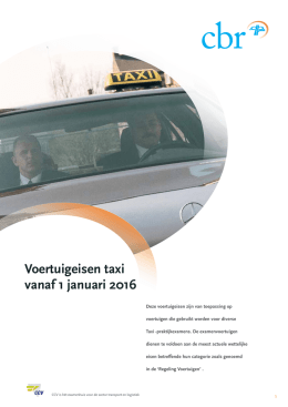Voertuigeisen Taxi vanaf 1 januari 2016