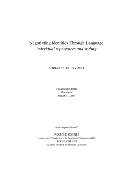 Negotiating Identities Through Language individual repertoires and