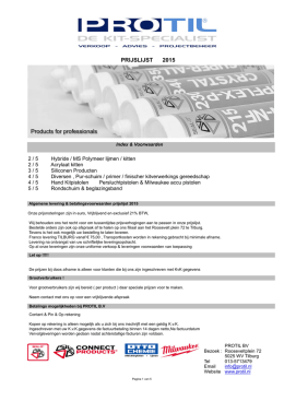 001 Prijslijst 2015.xlsx - Protil BV Tilburg, Kit