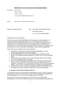 Brief TK van PDM inzake wetsvoorstel natuurwet