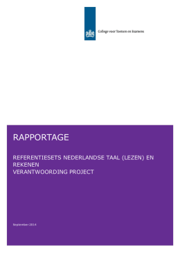 Rapportage referentiesets Nederlandse taal (lezen) en