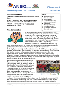 1 jaargang nr. 1 Mededelingenblad ANBO Zaanland 8 maart 2014