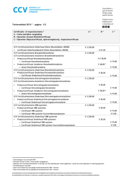 CCV tarievenblad 2015