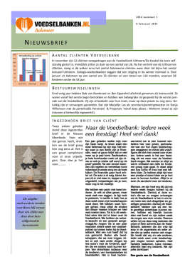 8e nieuwsbrief - Voedselbank Aalsmeer