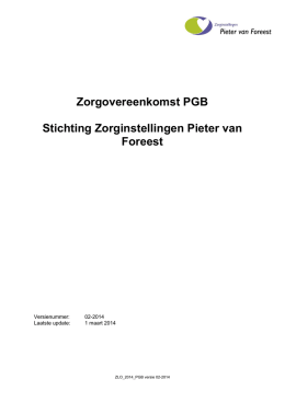 Zorgovereenkomst PGB - Pieter van Foreest