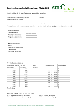 PGB specificatie-formulier - Stad Holland Zorgverzekeraar