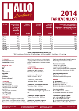 Tarievenlijst Hallo Limburg 2014