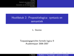 Hoofdstuk 2: Propositielogica: syntaxis en semantiek