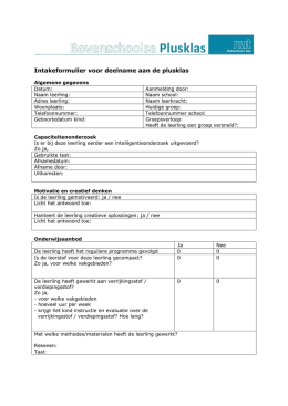 Intakeformulier voor deelname aan de plusklas - nhj-a.nl