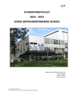 Studentenstatuut 2014-2015 - De Leidse instrumentmakers School