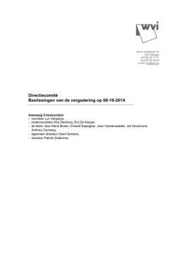 Besluiten van het directiecomité dd. 08-10-2014