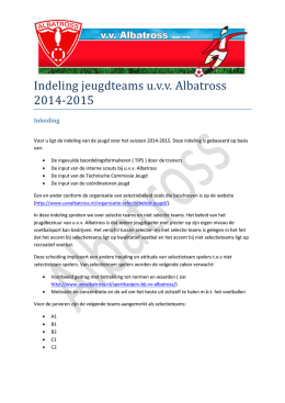 Indeling jeugdteams u.v.v. Albatross 2014-2015