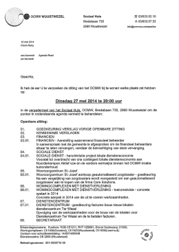 OCMW WUUSTWEZEL Sociaal Huis % 03/633.52.10 Bredabaan