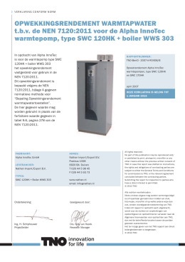 Gelijkwaardigheidsverklaring Tapwater SWC 120HK + boiler WWS