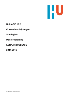 Leraar Biologie - cursusbeschrijvingen 2014-2015