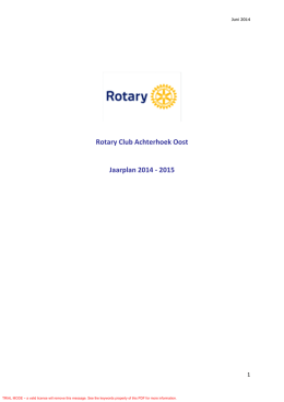 Rotary Club Achterhoek Oost Jaarplan 2014