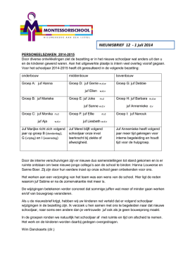 NIEUWSBRIEF 12 - 1 juli 2014 - Montessorischool Nieuwerkerk aan