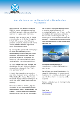 Nieuwsbrief juli 2014 - Urantia site Nederland