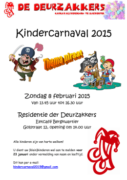Flyer Kindercarnaval 2015 zondag 8 februari geef