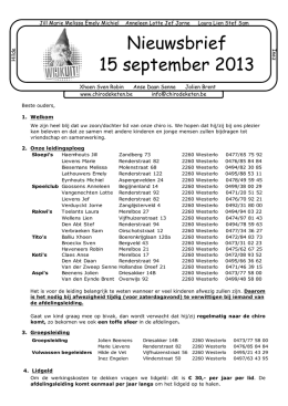 Nieuwsbrief 15/09/2013