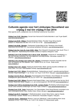 Culturele agenda voor het Limburgse Heuvelland van vrijdag 2 mei t