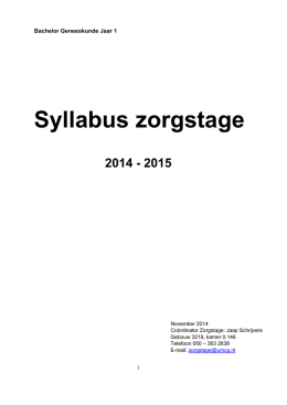 Syllabus zorgstage 2014