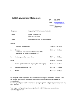Agenda - WSW Adviesraad Rotterdam