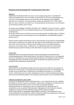 Beleidsverklaring Modderkolk Totaalkwaliteit 2014-2017