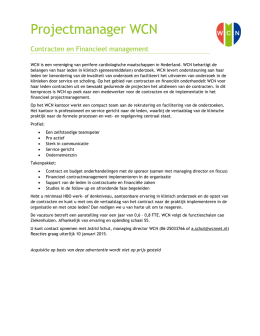 Projectmanager WCN / Contracten en Financieel management