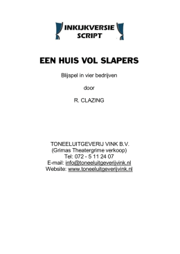 EEN HUIS VOL SLAPERS - Toneeluitgeverij Vink