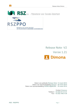 Release Note -V2 Versie 1.21 - De portaalsite van de sociale
