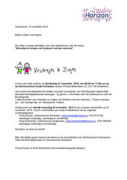 Oostvoorne, 14 november 2014 Beste ouders/ verzorgers, Wij willen