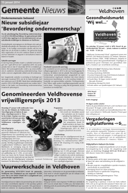 Gemeentenieuws 15 januari 2014 - Veldhovens Ondernemers Contact