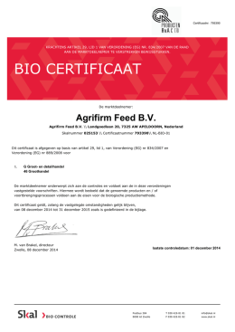 Download hier het skal-certificaat van Agrifirm Feed