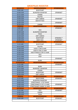 GROEPSLES ROOSTER - Sportivo Healthcenter Oudenbosch