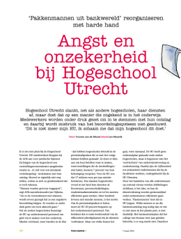 Angst en onzekerheid bij Hogeschool Utrecht