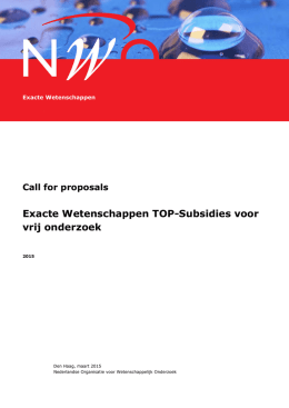 TOP-subsidies (exacte wetenschappen) | call for proposals