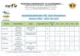 Activiteitenkalender PJO Oost-Vlaanderen Seizoen 2014