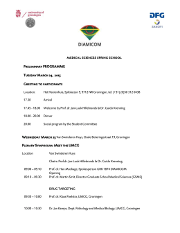 Preliminary PROGRAMME Tuesday March 24, 2015 Greeting to